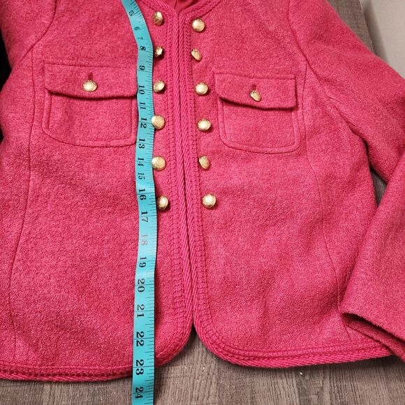 Talbots Berkshire Crop Button Jacket Wool Blend Womens 10 Holly Berry Classic - Picture 7 of 12